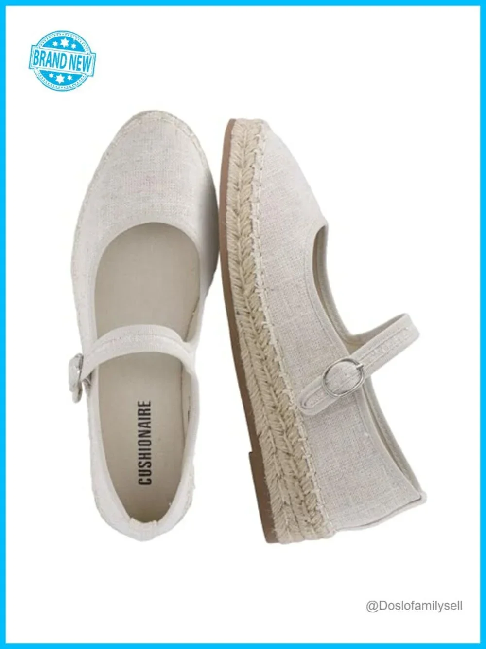 Canvas Mary Jane Flat Espadrilles with Adjustable Strap and Cushioned Insole